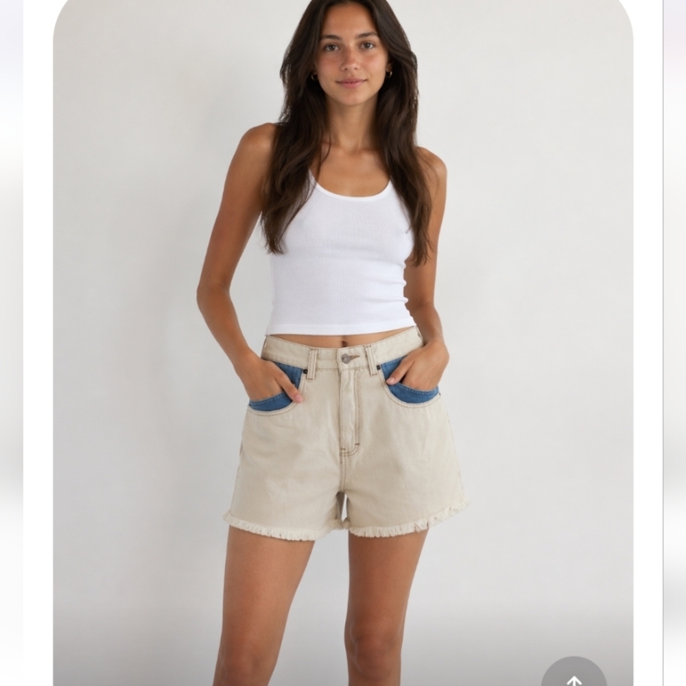 JORDACHE High Rise Frayed Hem Retro Vintage Shorts w Pockets Size 13/14